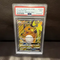 2017 POKEMON SM BLACK STAR PROMO #SM90 FULL ART/RAICHU GX PSA 9 - Image 1