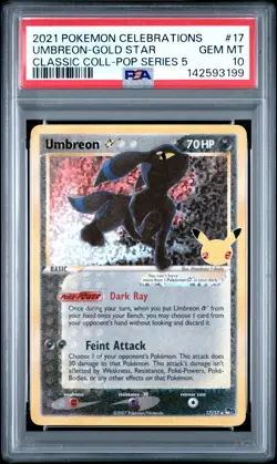 2021 POKEMON CELEBRATIONS CLASSIC COLL #17 UMBREON-GOLD STAR PSA 10 - Image 1