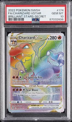 2022 POKEMON SWORD & SHIELD BRILLIANT STARS #174 FULL ART/CHARIZARD VSTAR PSA 10 - Image 1