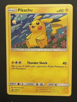 Pokemon Pikachu SM206 Holo Promo Black Star 2019 LP Condition Cosmos Foil - Image 1