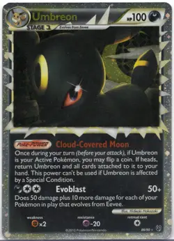 UMBREON PRIME ULTRA RARE HOLO 2010 POKEMON TCG UNDAUNTED #86/90 + BONUS! - Image 1