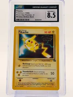 CGC 8.5 Pikachu 1999 Black Star Promos 4 Mewtwo Strikes Back Pokemon Card - Image 1