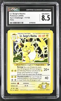 CGC 8.5 Lt. Surge's Raichu 2000 Gym Challenge 11/132 Holo Pokemon Card - Image 1