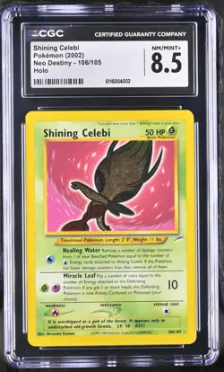CGC 8.5 Shining Celebi 2002 Neo Destiny 106/105 Holo Pokemon Card NM/Mint+ - Image 1