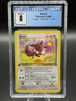 Pokemon Eevee CGC 8 Jungle 1st Edition Regular 51/64 1999 Card - Image 1