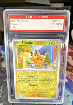PIKACHU 2024 FOIL #018/091 Pokemon Card GRADED 10 TCG CCG - Image 1