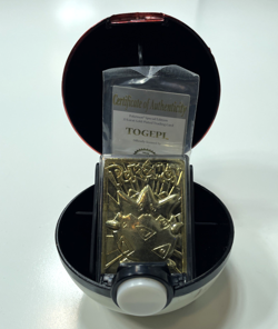 Pokemon Togepi Trading Card 23K Gold Plated 1999 Burger King w/ COA & Ball - Image 1