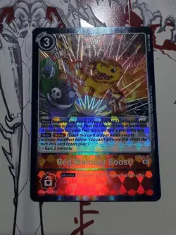 Red Memory Boost! P-035 SR Resurgence Booster NM Digimon Card - Image 1