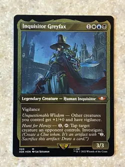 MTG NM Inquisitor Greyfax Thick Stock Foil [Warhammer 40K] - Image 1