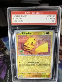 PIKACHU 2024 FOIL #051/162 Pokemon Card GRADED 10 TCG CCG - Image 1