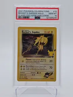 PSA 10 Rocket's Zapdos 15/132 Pokemon Celebrations Classic Collection 2021 Holo - Image 1