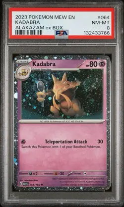 2023 POKEMON MEW EN-151 064 KADABRA ALAKAZAM EX BOX PSA 8 SWIRL New Cert - Image 1