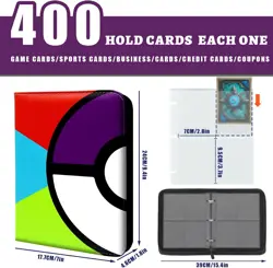 Pokemon Trading Card Binder Album 400 Cards Folder Storage Wallet Pokeball MTG - Image 2