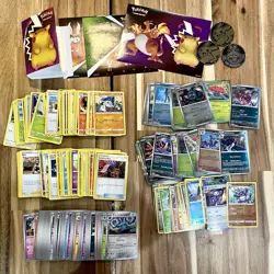 Pokemon Bulk Lot 300 Cards, Empty Tin, 100 Holo/Reverese Holo, 200 Non Holo TCG - Image 2