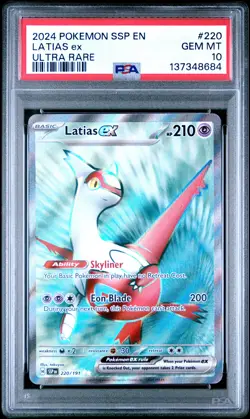2024 POKEMON SSP EN-SURGING SPARKS ULTRA RARE #220 LATIAS EX PSA 10 - Image 1