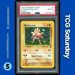 2000 POKEMON BASE SET 2 #8/130 HITMONCHAN HOLO RARE PSA 8 - Image 1