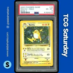 2000 POKEMON BASE SET 2 #16/130 RAICHU HOLO RARE PSA 6 - Image 1