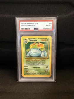 1999 POKEMON BASE SET UNLIMITED #15 VENUSAUR-HOLO PSA 8 - Image 1