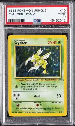 1999 POKEMON JUNGLE #10 SCYTHER-HOLO PSA 9 - Image 1