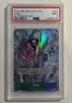 SANJI 2025 ONE PIECE CARRYING ON HIS WILL RARE ALT ART #OP13-027 PSA 9 - Image 1