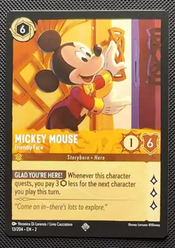 Mickey Mouse Friendly Face 13/204 Super Rare Disney Lorcana TCG - Image 1