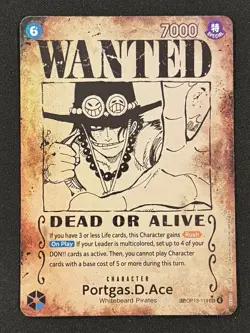 Portgas.D.Ace (SP) OP13-119 (ERROR) Wanted Poster Card ENGLISH NM - Image 1