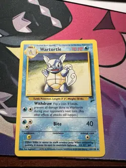 Pokemon TCG Wartortle Base Set 2 Unlimited Uncommon Card 63/130 - Image 1