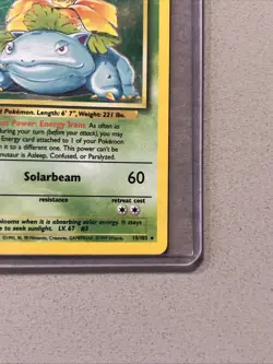 Pokemon TCG Base Set Venusaur Card 15/102 Ultra Rare Vintage 1999 Card - Image 4