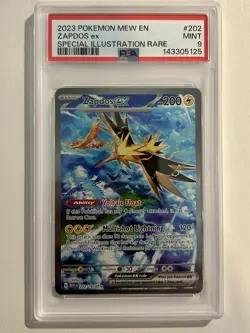 2023 Pokemon Scarlet & Violet Card 151 MEW EN #202/165 Zapdos EX PSA 9 MINT - Image 1