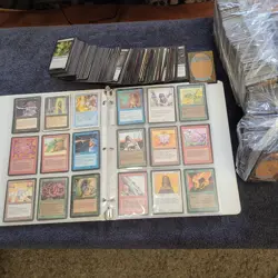 8 Pages of VERY OLD 90's Cards Collection in Binder. And 1,000 Bulk MTG Lot - Image 1