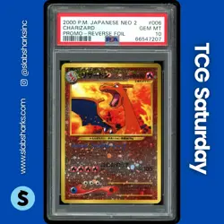 2000 POKEMON JAPANESE NEO 2 #006 CHARIZARD PROMO REVERSE HOLO FOIL PSA 10 - Image 1