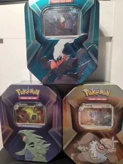LOT OF 3 Pokemon TCG Triple Whammy Tin Set TYRANITAR SLAKING DARKRAI NEW SEALED! - Image 1