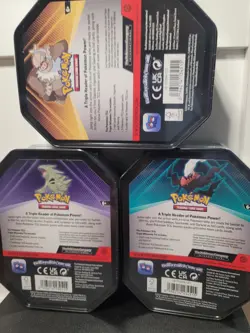 LOT OF 3 Pokemon TCG Triple Whammy Tin Set TYRANITAR SLAKING DARKRAI NEW SEALED! - Image 4