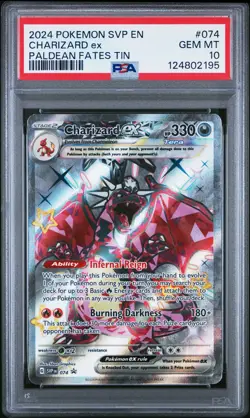 2024 POKEMON SVP EN-SV BLACK STAR PROMO PALDEAN FATES TIN CHARIZARD EX PSA 10 - Image 1
