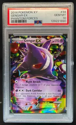 2014 Pokemon XY Phantom Forces Gengar EX #034/119 PSA 10 - Image 1
