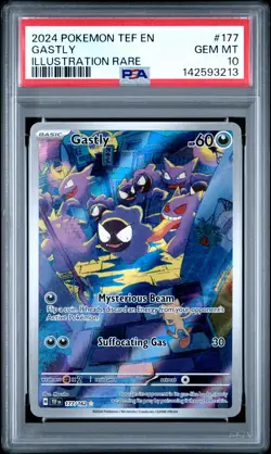 2024 POKEMON TEF EN-TEMPORAL FORCES ILLUSTRATION RARE #177 GASTLY PSA 10 - Image 1