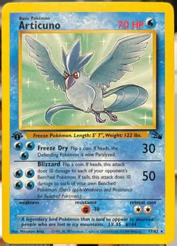 Articuno 17/62 - 1st Edition Fossil Set Non Holo Rare Pokemon TCG - LP 🔥 - Image 1