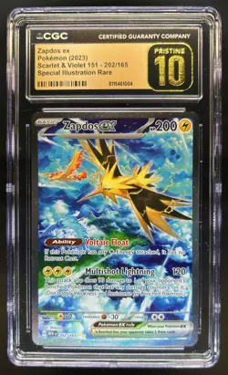 2023 Pokemon SV 151 Zapdos ex #202/165 CGC 10 Pristine - Image 1