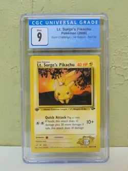 2000 Pokemon Gym Challenge 84/132 Lt Surge's Pikachu 1st Edition CGC MINT 9 WOTC - Image 1