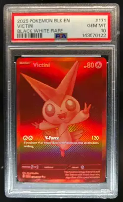2025 Pokemon Black Bolt Victini and White Rare #171/086 PSA 10 - Image 1