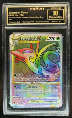 2022 Pokemon SWSH Silver Tempest Serperior VST Secret Rare #196/195 Crown 10 - Image 1