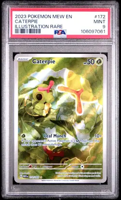 PSA 9 Caterpie Illustration Rare #172 2023 Pokemon Mew En-151 106097061 - Image 1