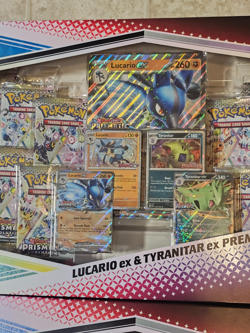 LOT OF 2 Pokemon Prismatic Evolutions Lucario & Tyranitar ex Premium Collection - Image 3