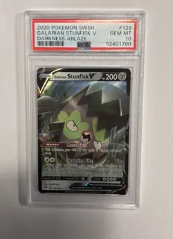 PSA 10 - 2020 Pokemon GALARIAN STUNFISK V 128/189 Darkness Ablaze - Image 1