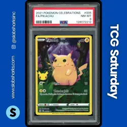 2021 POKEMON SWORD & SHIELD CELEBRATIONS #005/025 PIKACHU FULL ART HOLO PSA 8 - Image 1
