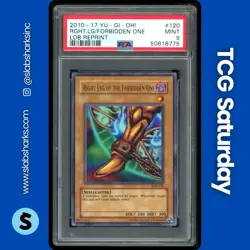 2010-17 YU-GI-OH! #120 RIGHT LEG THE FORBIDDEN ONE LOB REPRINT PSA 9 - Image 1