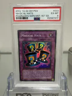 2002 YU-GI-OH! PSV-PHARAOH'S SERVANT 1ST ED #033 MAGICAL HATS PSA 6 - Image 1