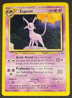 Espeon 20/75 Non-Holo Rare Card Neo Discovery Vintage 2001 Pokemon LP - Image 1