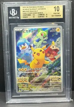 BGS 10 Pikachu Scarlet Violet Promo Card PRISTINE 001/Sv-p Japanese Pokemon Card - Image 1