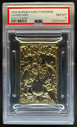1999 Burger King Pokemon Charizard Gold Card #NNO PSA 8 NM-MT - Image 1